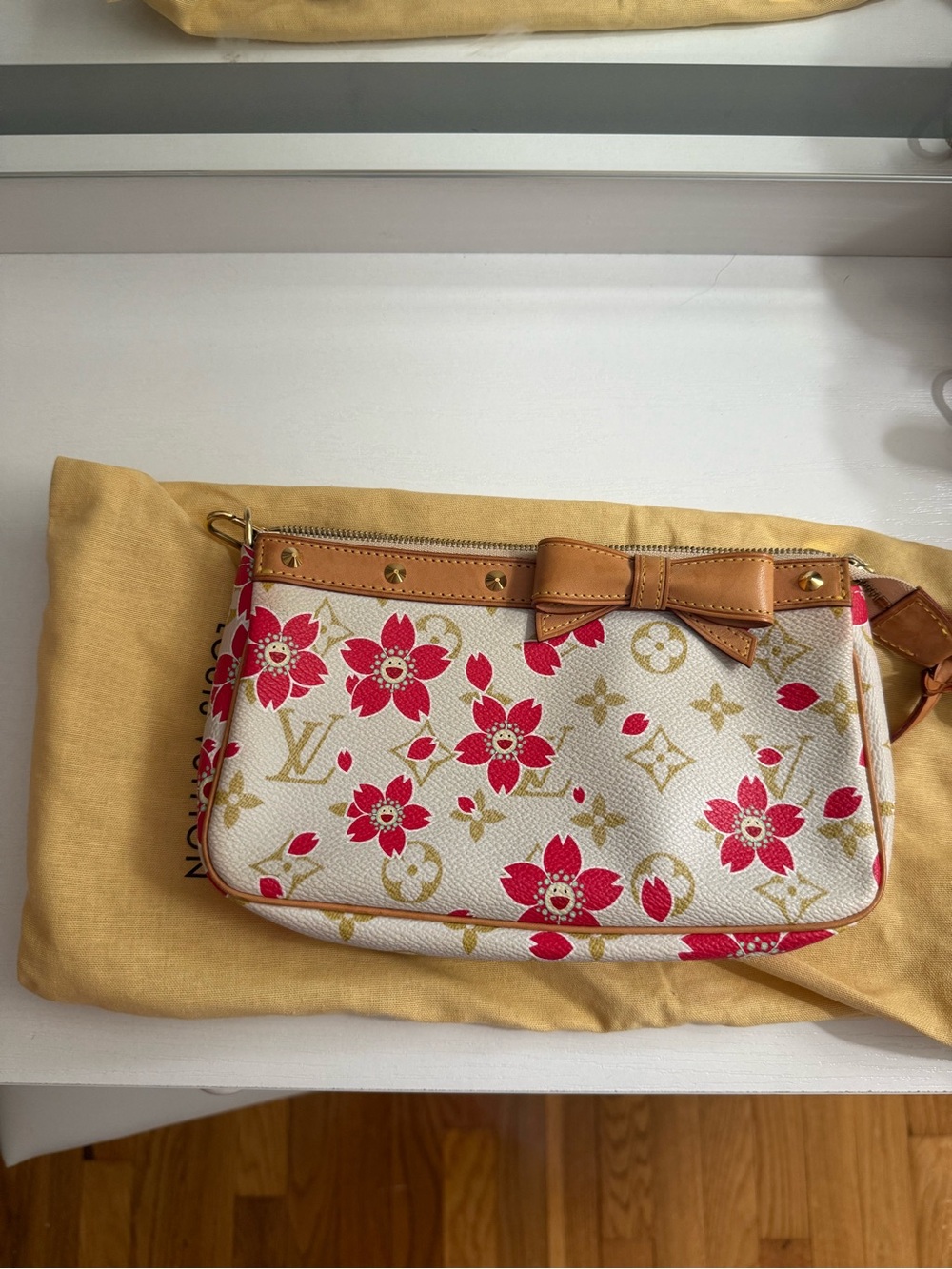 Louis vuitton Monogram Cherry Blossom Pochette Accessories, Takashi Murakami